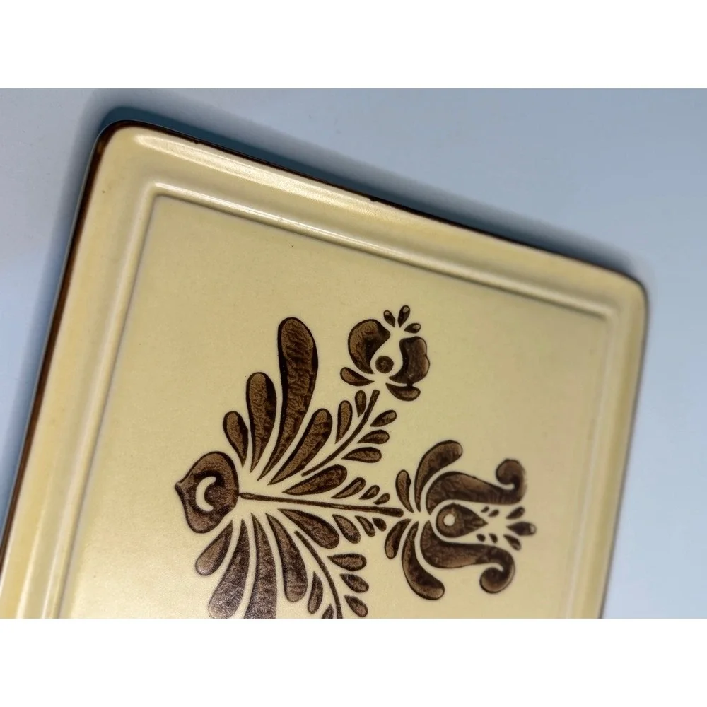 VTG Pfaltzgraff Village Square Trivet Brown Cottagecore Floral Ceramic Tile #615